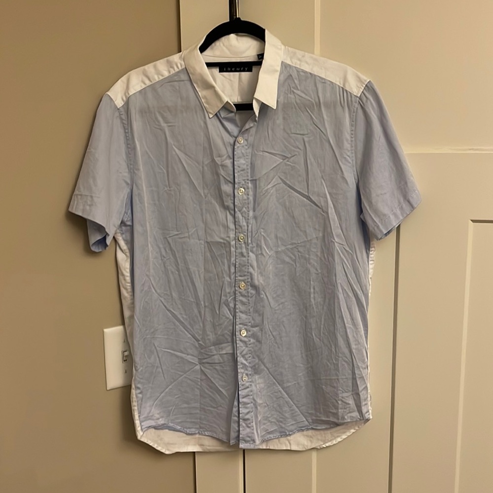 Theory light blue/white contrast sportshirt